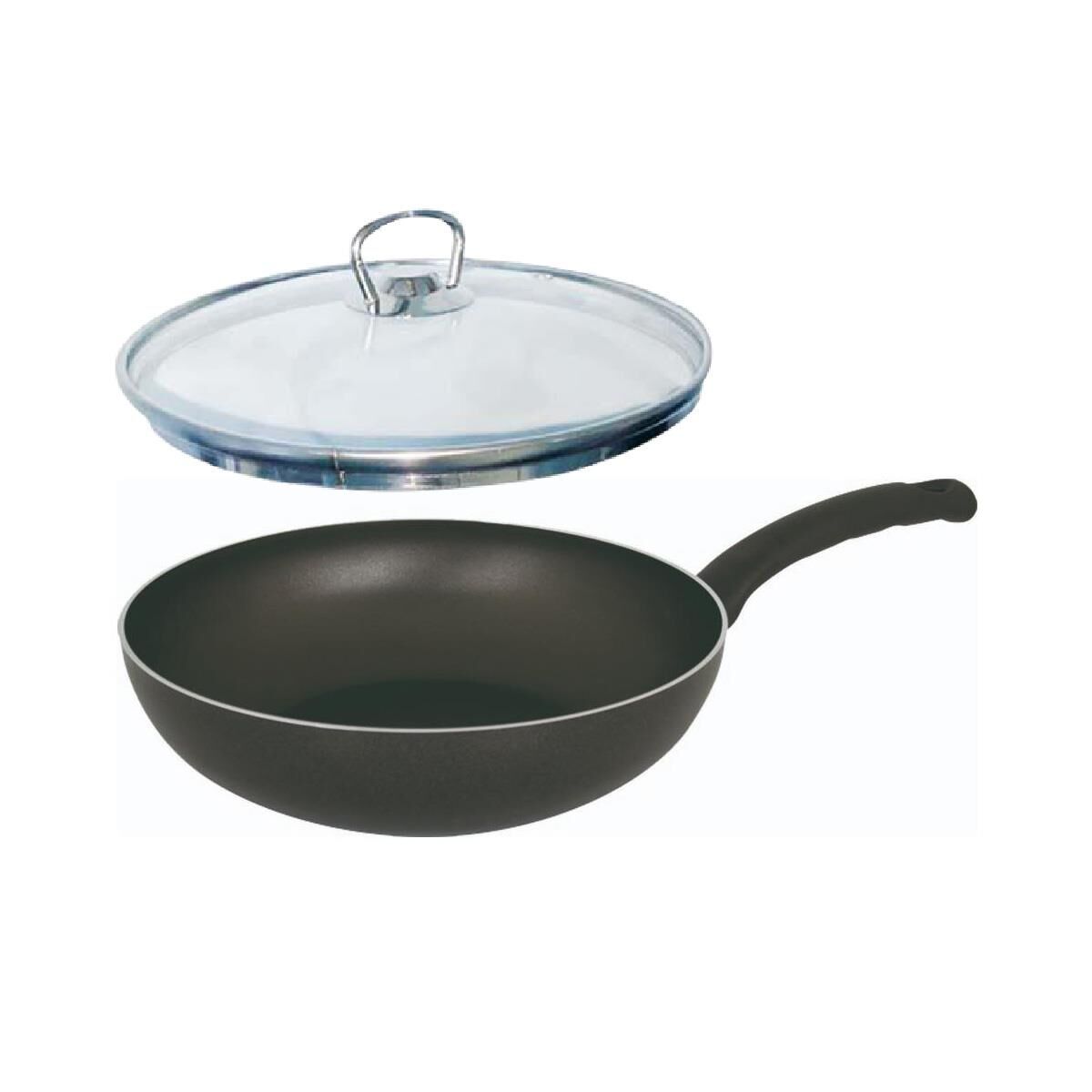 Mehtap Teflon Wok Tava - 24 CM Cam Kapaklı