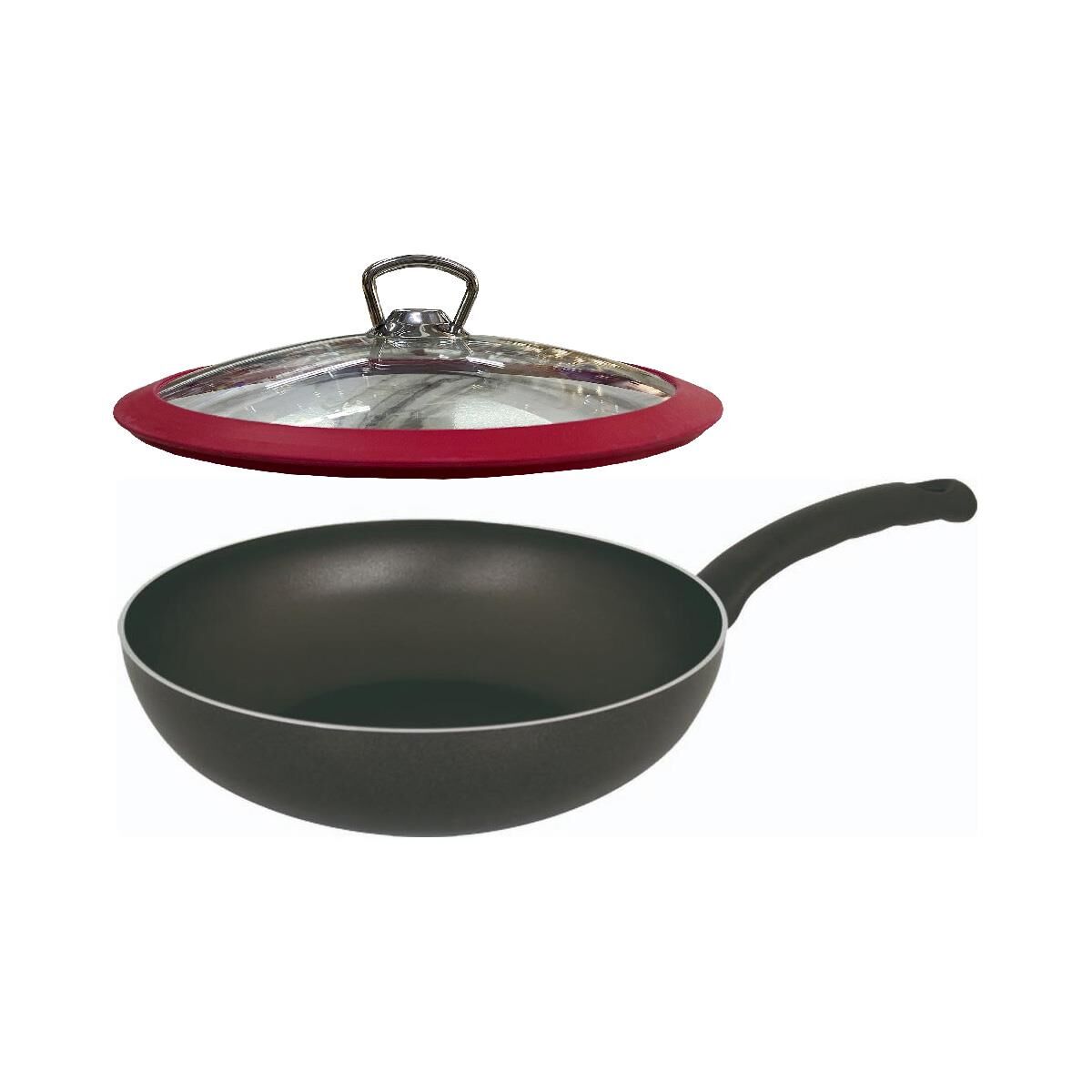 Mehtap Teflon Wok Tava - 24 CM Cam Kapaklı