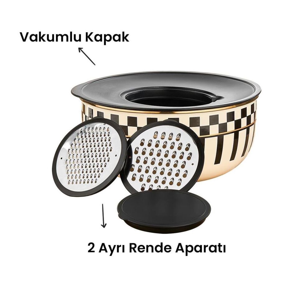 Prime Cream 5 Parça Rendeli Saklama ve Karıştırma Kabı – 24 CM