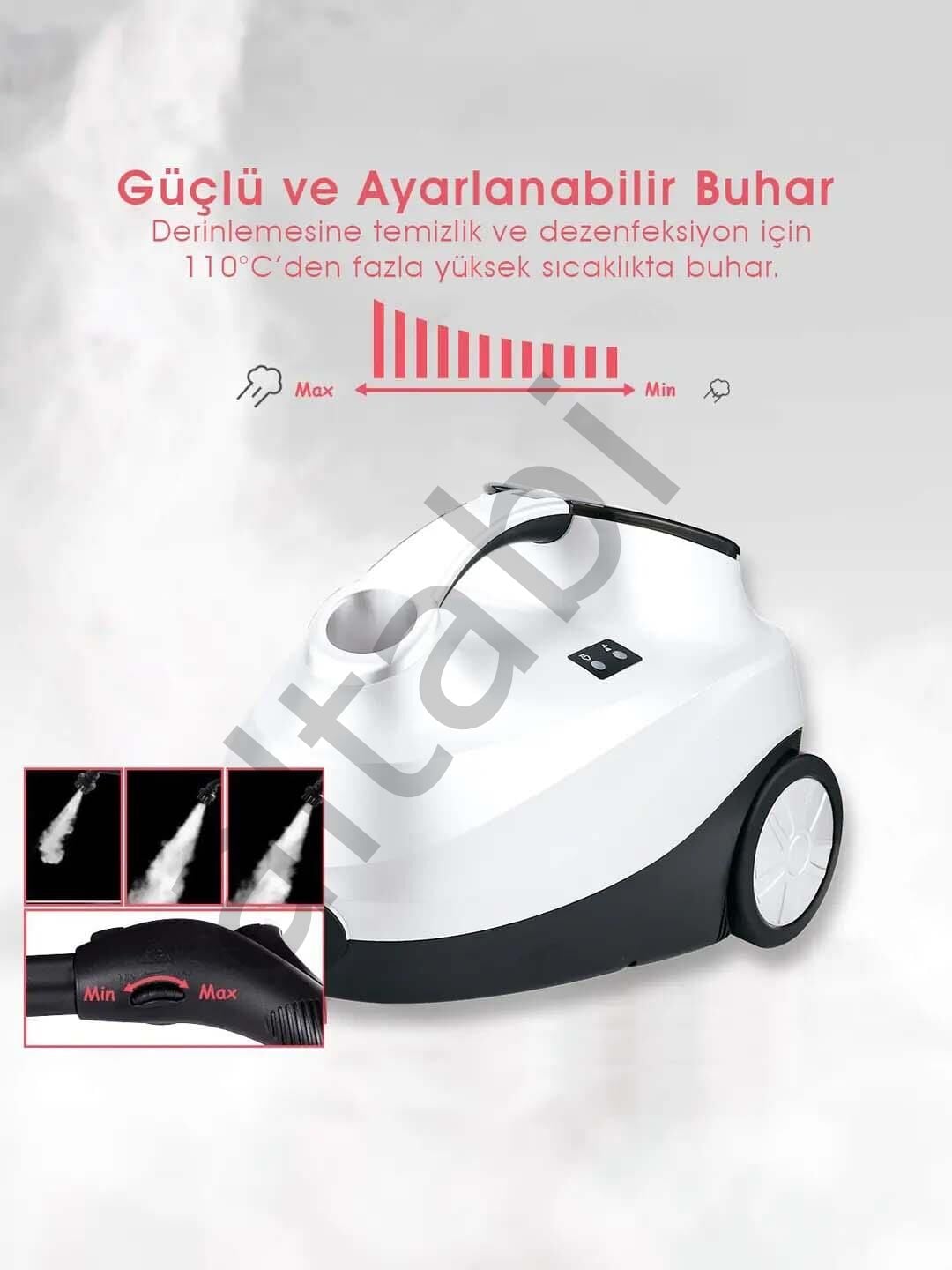 Profesyonel Buharlı Temizlik Makinesi 2000 W 4 Bar Basınç Pi ran Te ch
