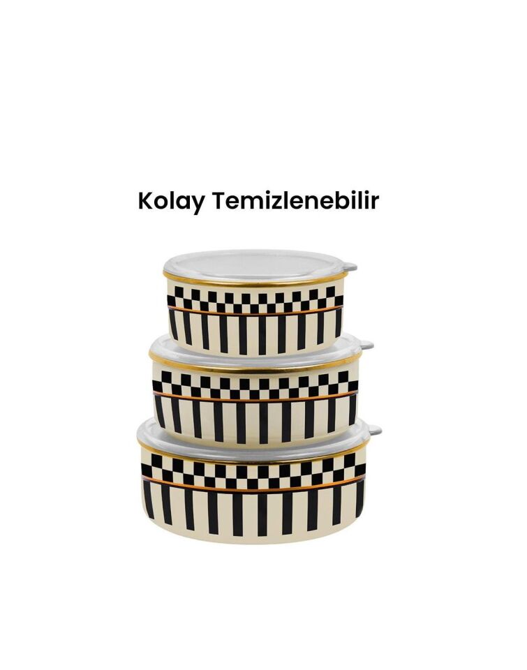 Prime Cream 3’lü Emaye Saklama Kabı