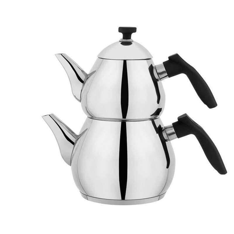 Schafer Çelik Çaydanlık Takımı Ortaboy Siyah Renk Tea Chef