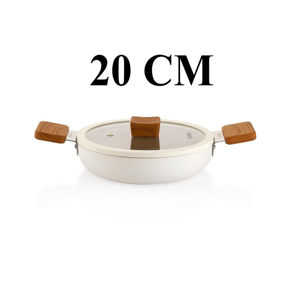 Schafer Ceramoni Seramik Tava 24 Cm ve 20 CM Kapaklı Sahan Seti – Krem