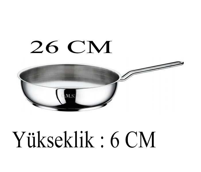 Oms Çelik Tava 26x6 CM Silikonlu Cam Kapaklı - Mavi