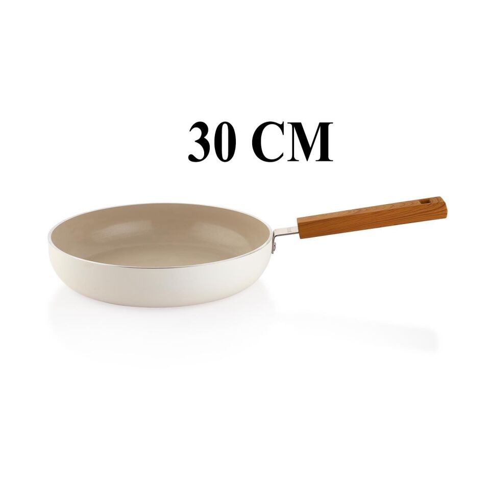 Schafer Ceramoni Seramik Tava 30 Cm Cam Kapaklı-Krem
