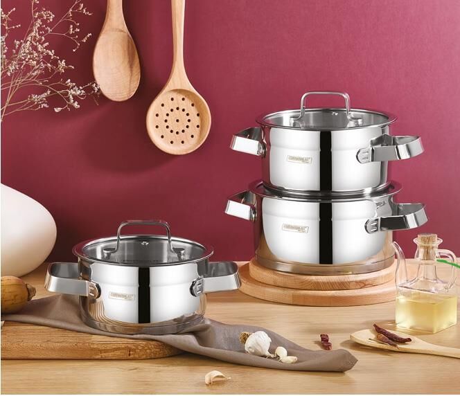 Kahramanlar Sırma 6 Parça Çelik Tencere Seti – 18/10 Paslanmaz, Kapsül Taban, İndüksiyon Uyumlu