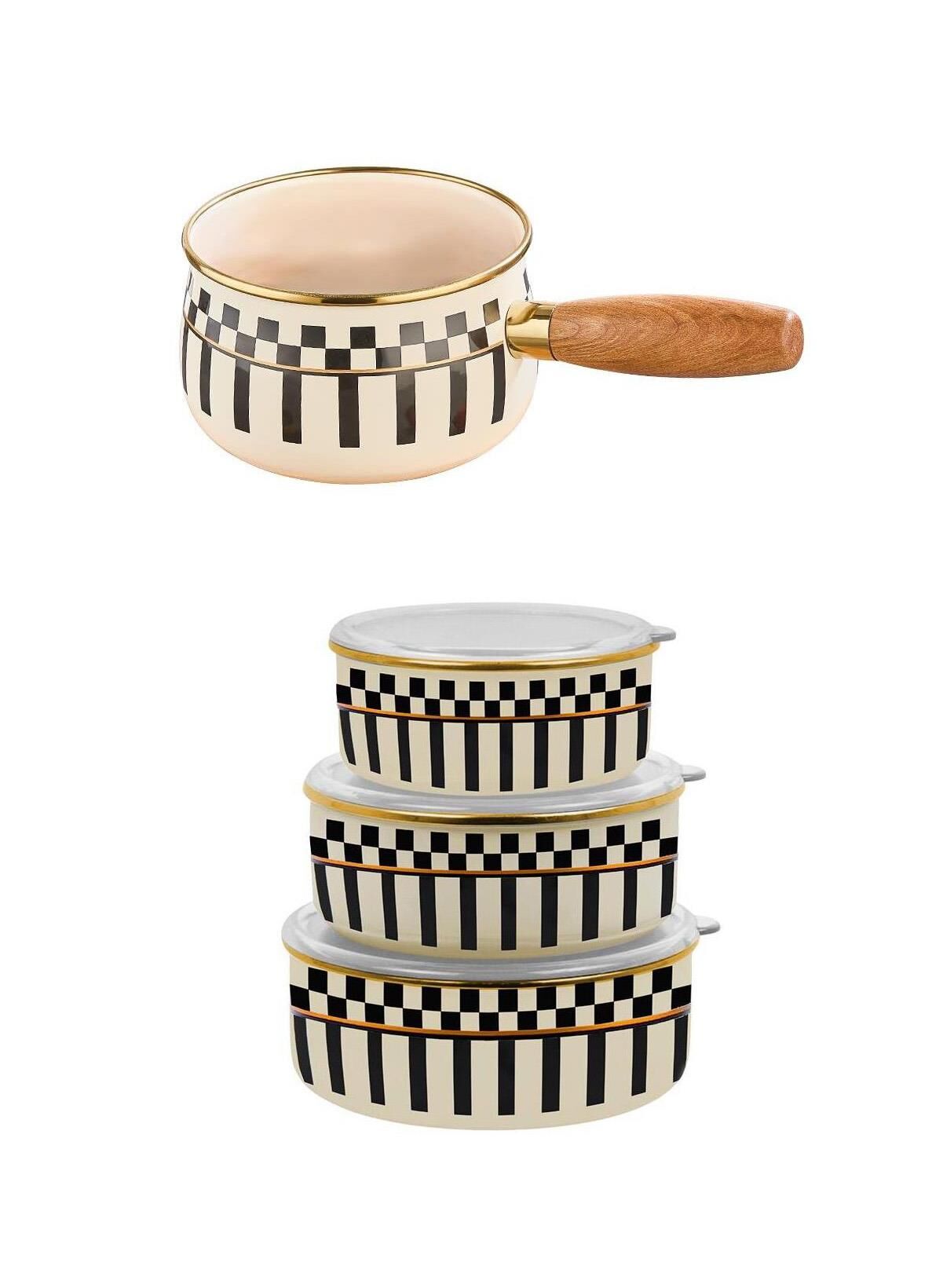 Prime Cream 3’lü Emaye Saklama Kabı ve Emaye Sütlük Sosluk 14 CM