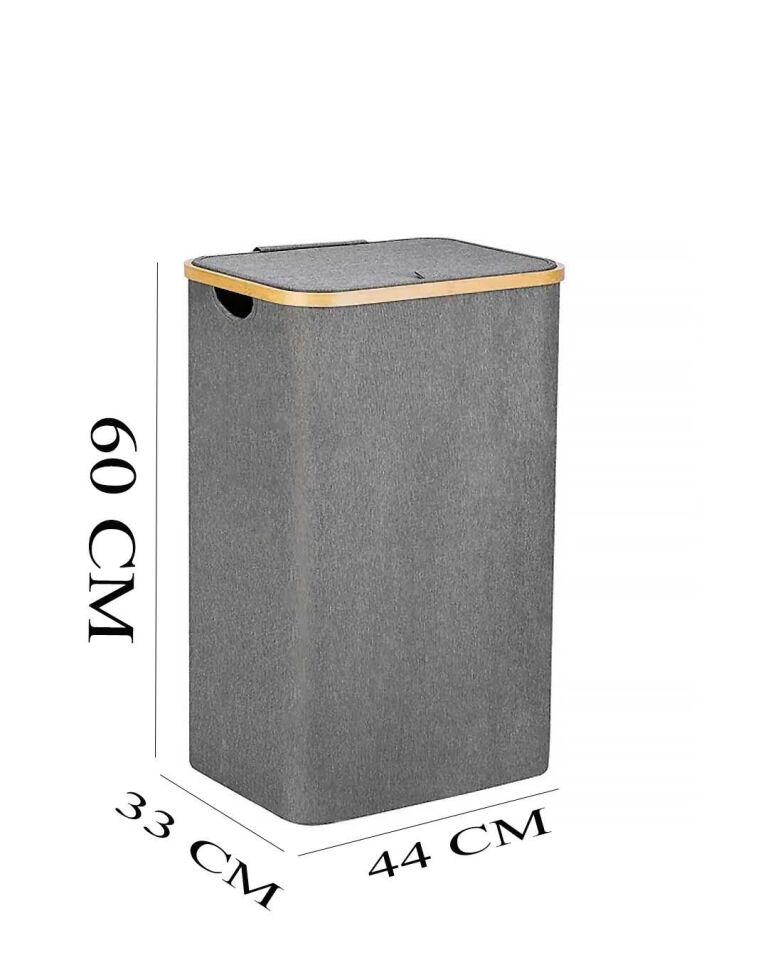 Katlanır Kumaş Kirli Çamaşır Sepeti 70 Litre Bambu Çerçeveli