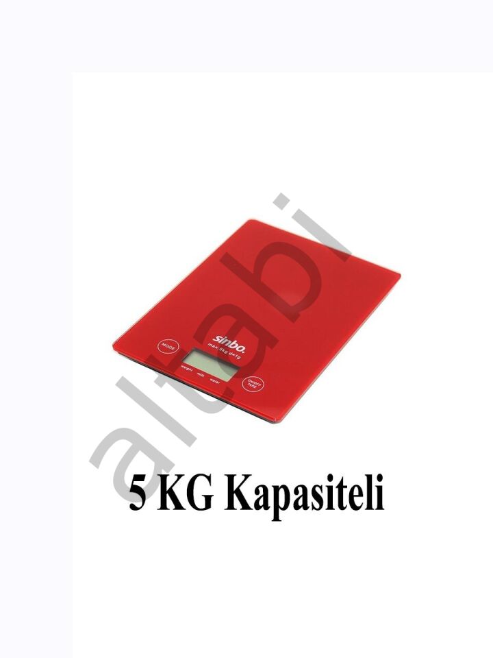Dijital Mutfak Terazisi Mutfak Tartısı Hassas Terazi 5 KG Kapasiteli Kırmızı