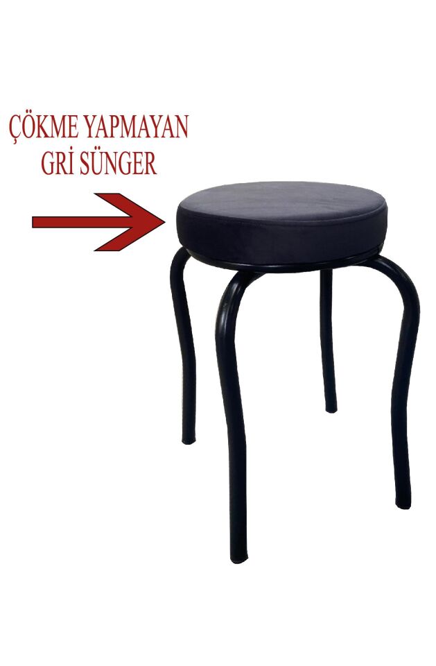 Ahtapot Tabure Antrasit Renk Babyface Kumaş Metal Boyalı Ayaklı 4 Adet