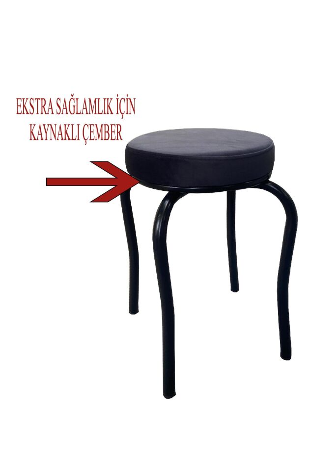 Ahtapot Tabure Antrasit Renk Babyface Kumaş Metal Boyalı Ayaklı 4 Adet