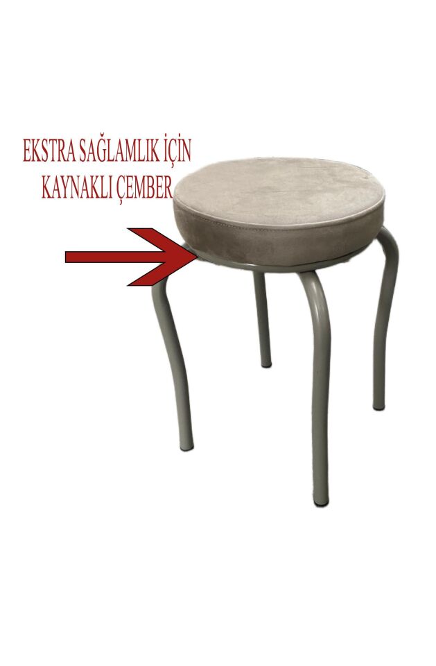 Ahtapot Tabure Cappucino Renk Babyface Kumaş Metal Boyalı Ayaklı 4 Adet