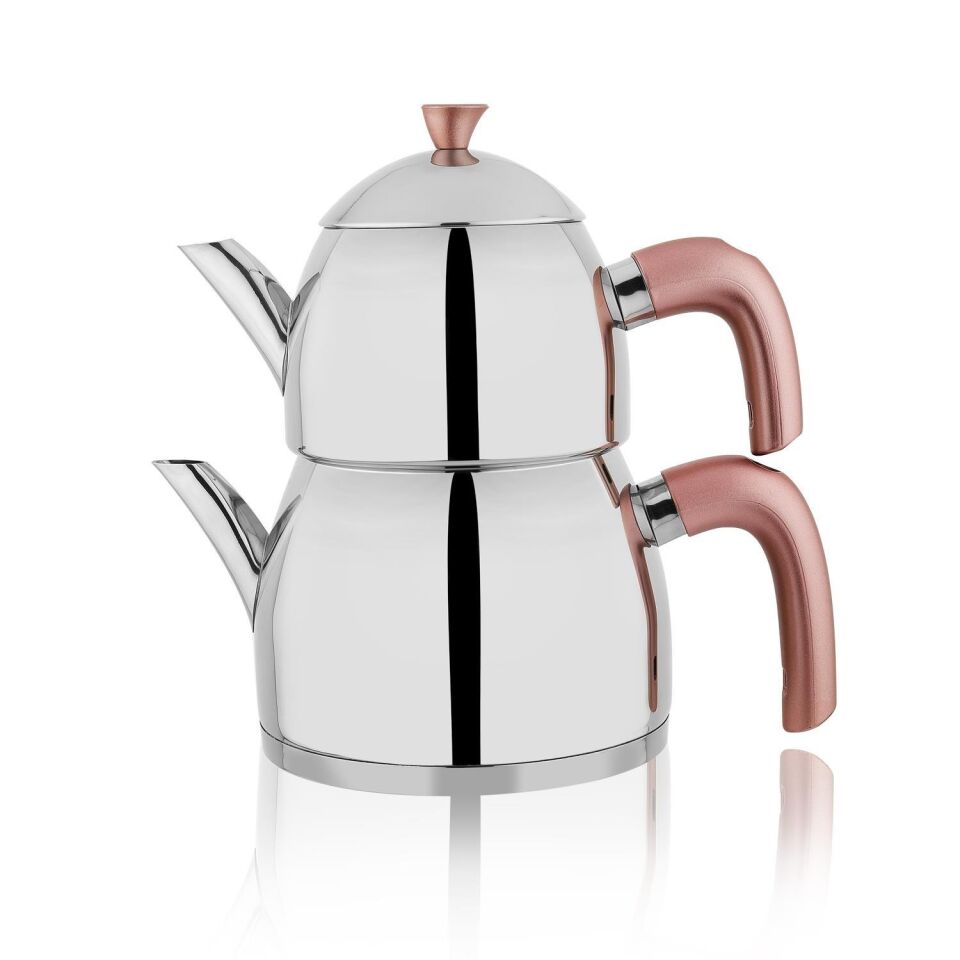 Schafer Alexa Çaydanlık Takımı Rosegold Renk Kulplu Aile Boy Çaydanlık Takımı