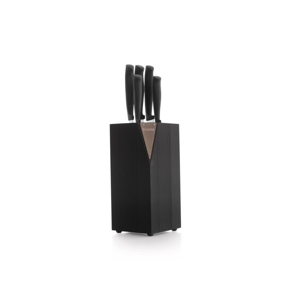 Schafer Solide Standlı 6 Parça Bıçak Seti Siyah