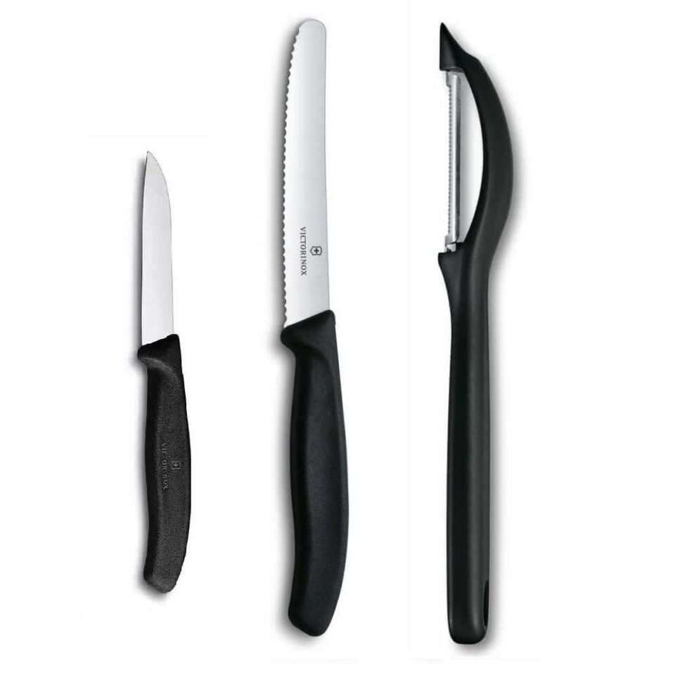 Victorinox 3 lü Set 11 CM Tırtıklı ve 8 CM Düz Sebze Meyve Bıçağı - Domates Sebze Soyacağı