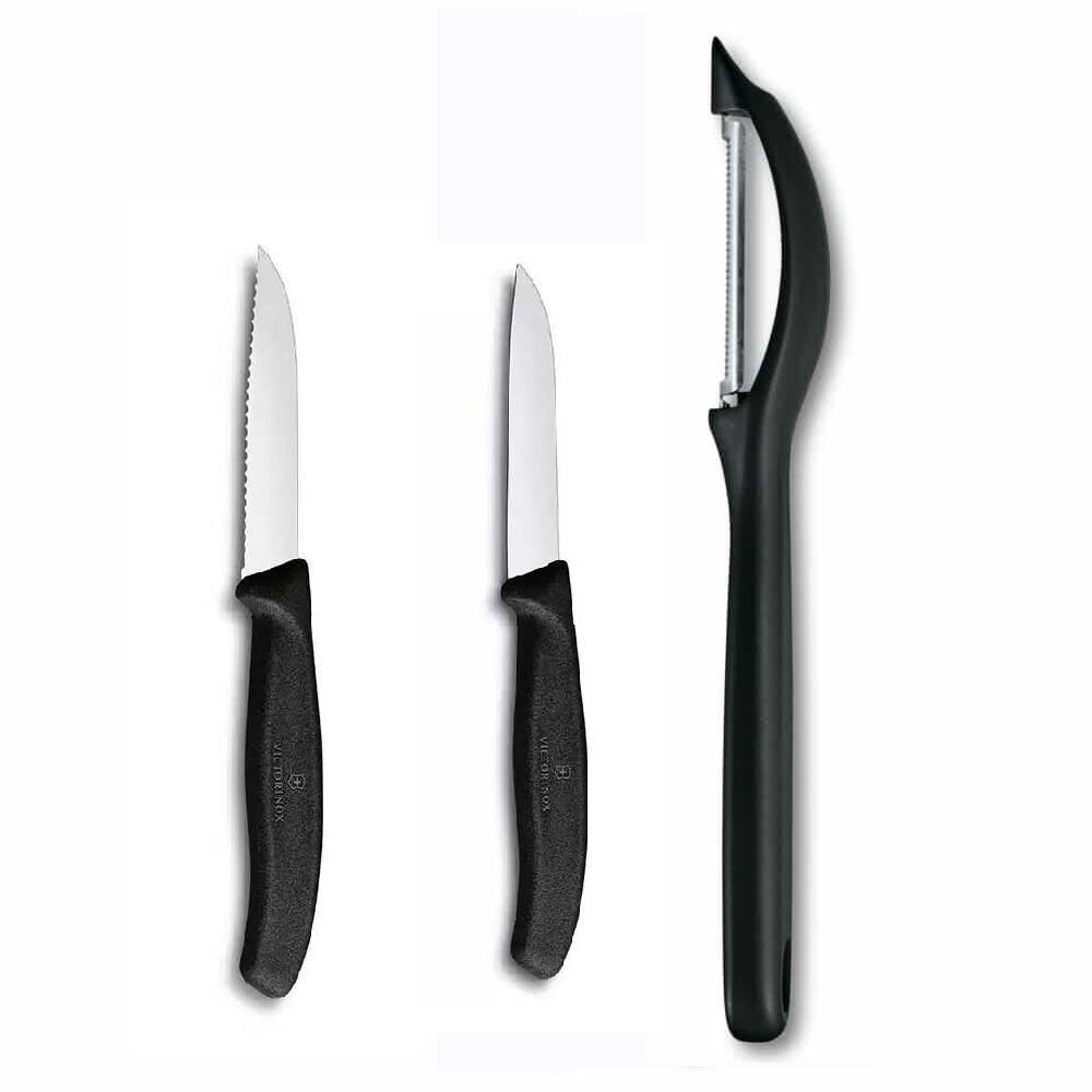 Victorinox 3 lü Set 8 CM Tırtıklı ve Düz Sebze Meyve Bıçağı - Domates Sebze Soyacağı