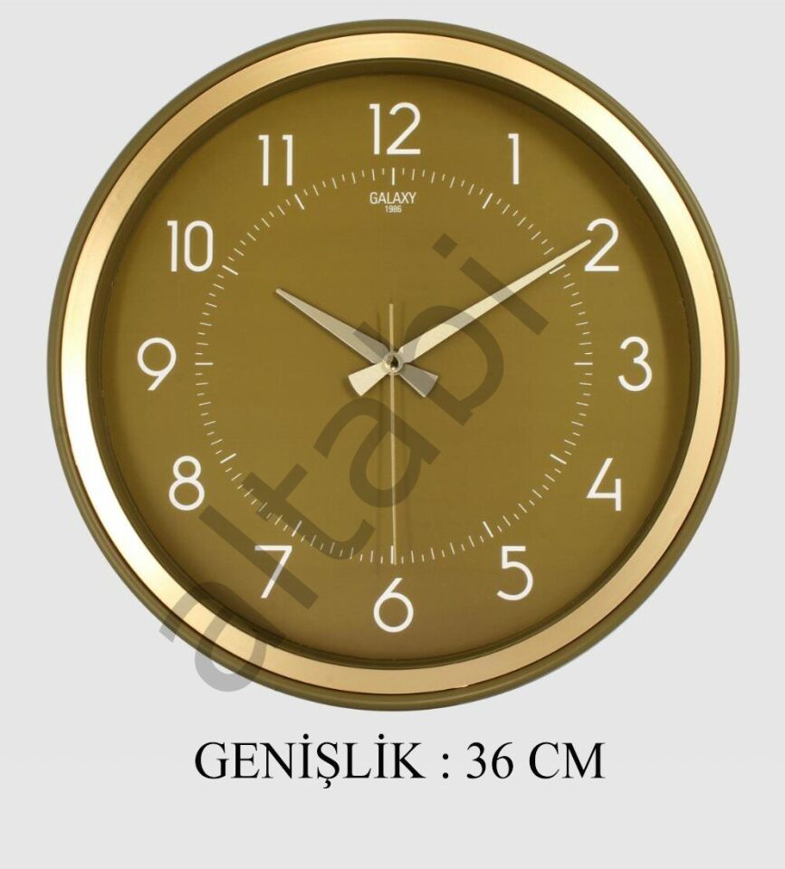 Dekoratif Duvar Saati İrem Yeşili Gold 36 CM