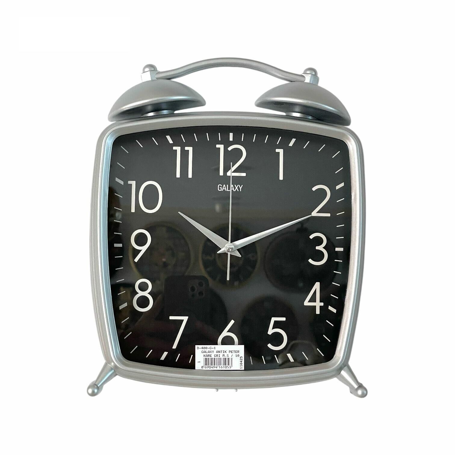 Dekoratif Masa ve Duvar Saati Peter Saat Gri Renk 30 CM