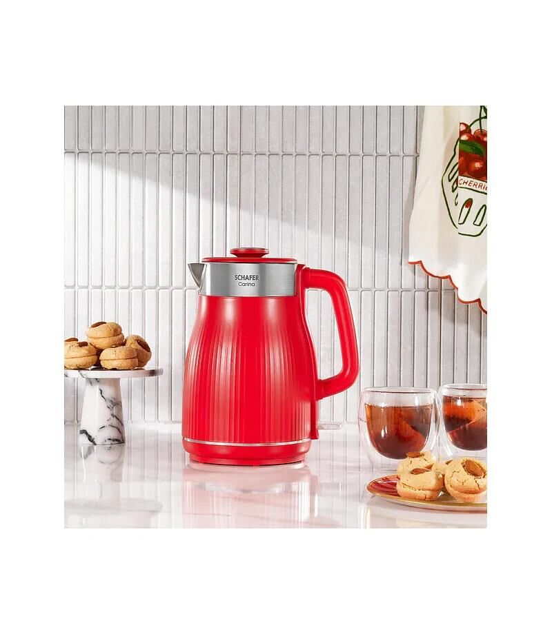 Schafer Carina Paslanmaz Çelik El Yakmayan Gövdeli Su Isıtıcı Kettle Kırmızı Renk