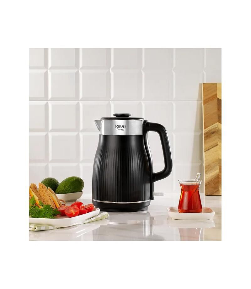 Schafer Carina Paslanmaz Çelik El Yakmayan Gövdeli Su Isıtıcı Kettle Siyah Renk