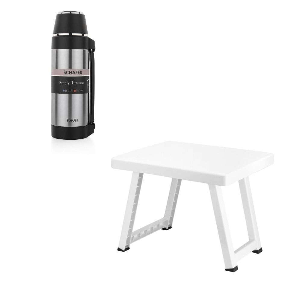 Çelik Termos 1500 ML İnox Renk ve Kamp Sehpası Katlanır Model