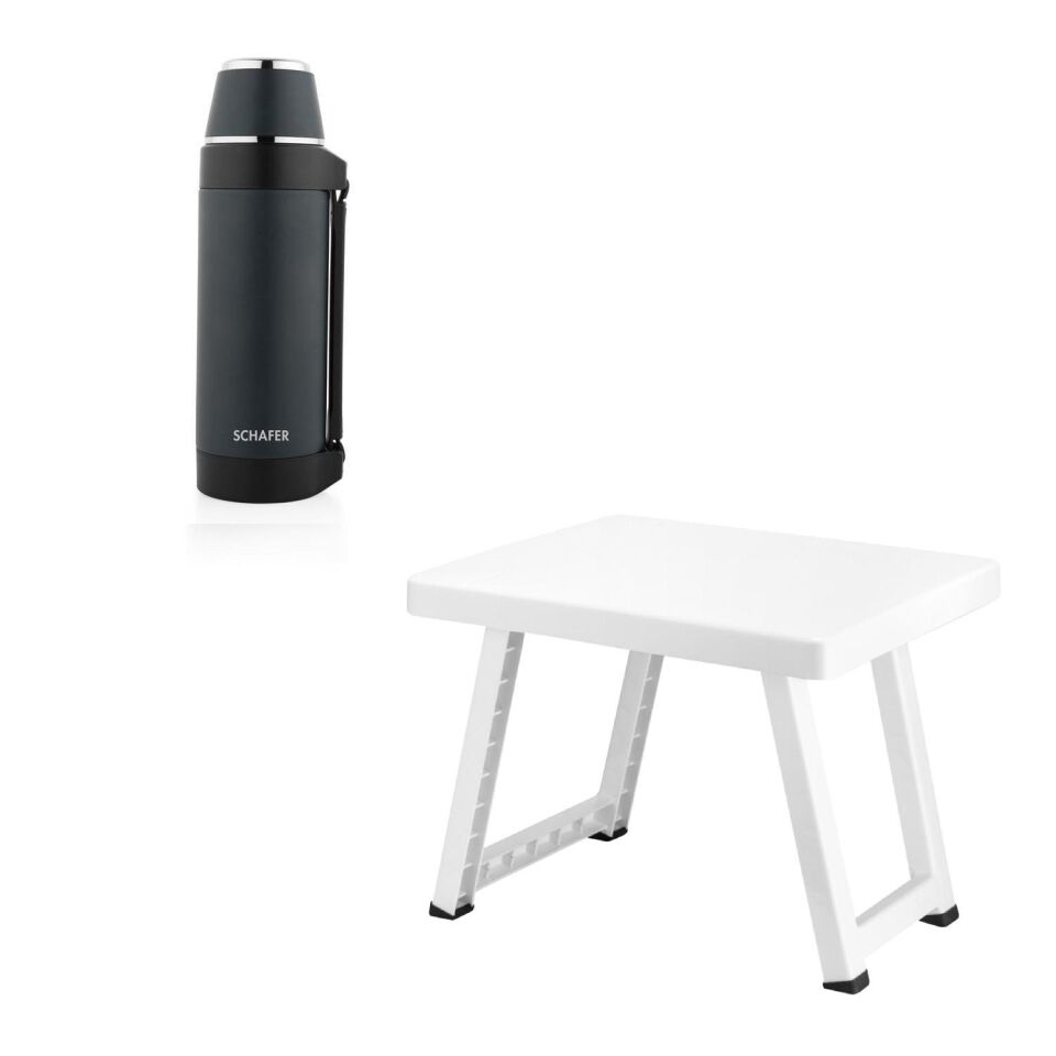 Çelik Termos 1500 ML Lacivert Renk ve Plastik Kamp Masası