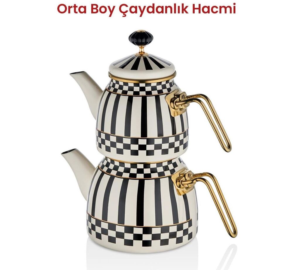 Prime Cream Emaye Çaydanlık Takımı