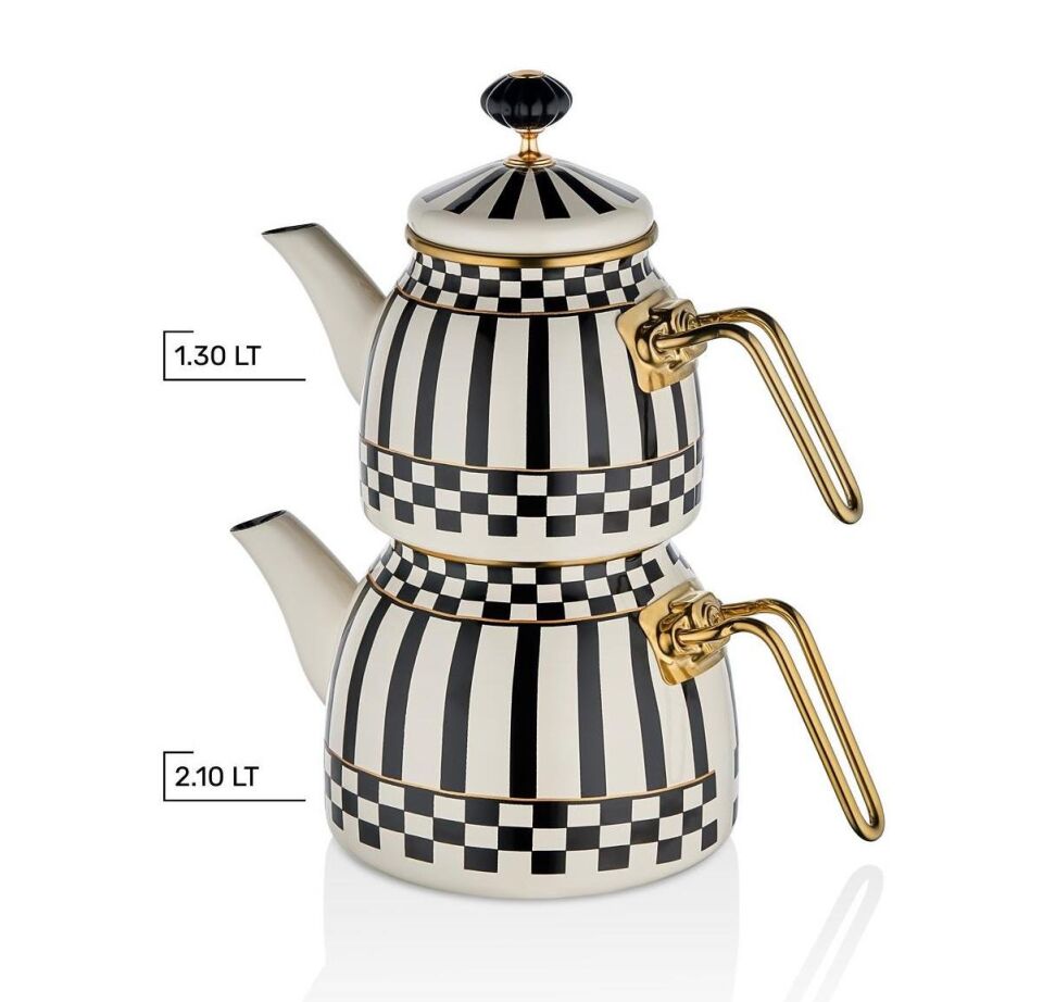 Prime Cream Emaye Çaydanlık Takımı