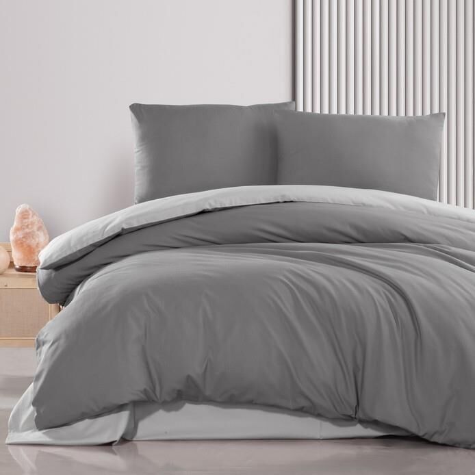 Schafer Mia Çift Kişilik Nevresim Takımı Antrasit – 200x220 cm Nevresim, 240x260 cm Çarşaf, 2 Yastık Kılıfı
