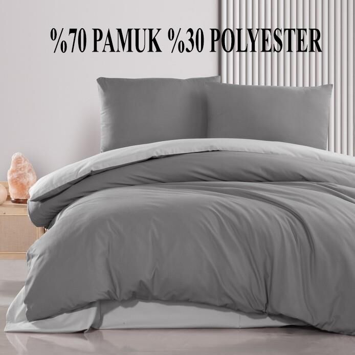 Schafer Mia Çift Kişilik Nevresim Takımı Antrasit – 200x220 cm Nevresim, 240x260 cm Çarşaf, 2 Yastık Kılıfı