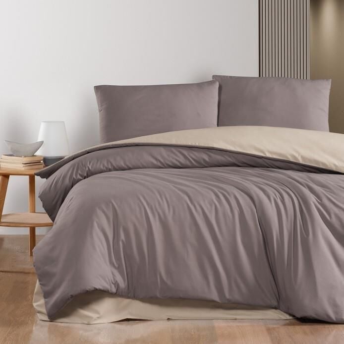 Schafer Mia Çift Kişilik Nevresim Takımı Kahverengi – 200x220 cm Nevresim, 240x260 cm Çarşaf, 2 Yastık Kılıfı