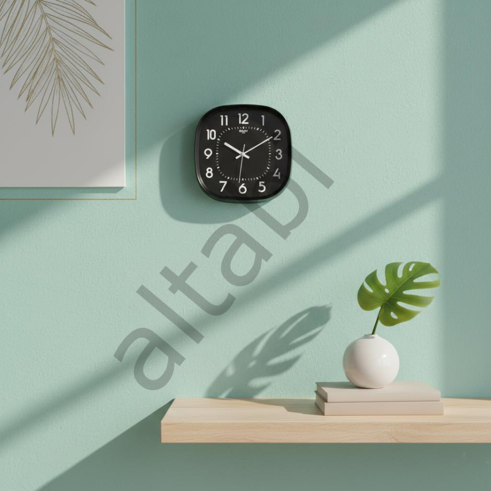 Dekoratif Duvar Saati – Kare Çerçeveli & Sessiz Akar Mekanizma (31 cm)