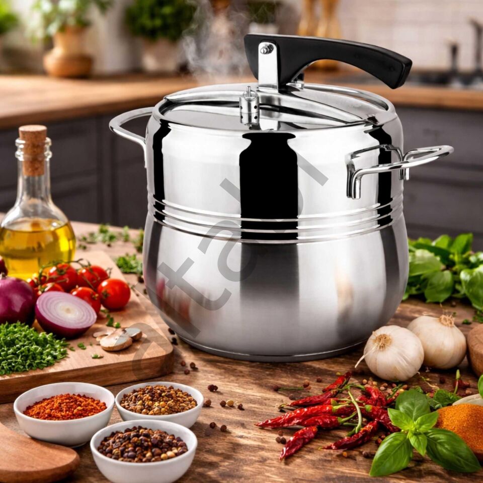 Klasik Düdüklü Tencere - 8 Litre Güveç Model (Paslanmaz Çelik) - Lines