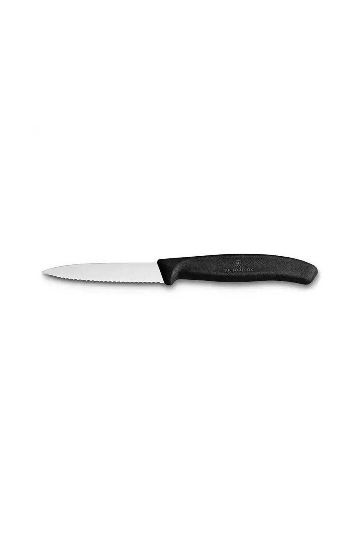 Victorinox 8 CM Siyah Tırtıklı Soyma Bıçağı