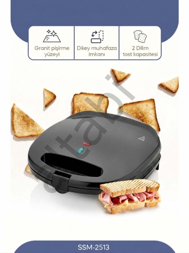 Altabi Mini Tost Makinesi 2 Dilim Ekmek Kapasiteli 750 W Si nb o