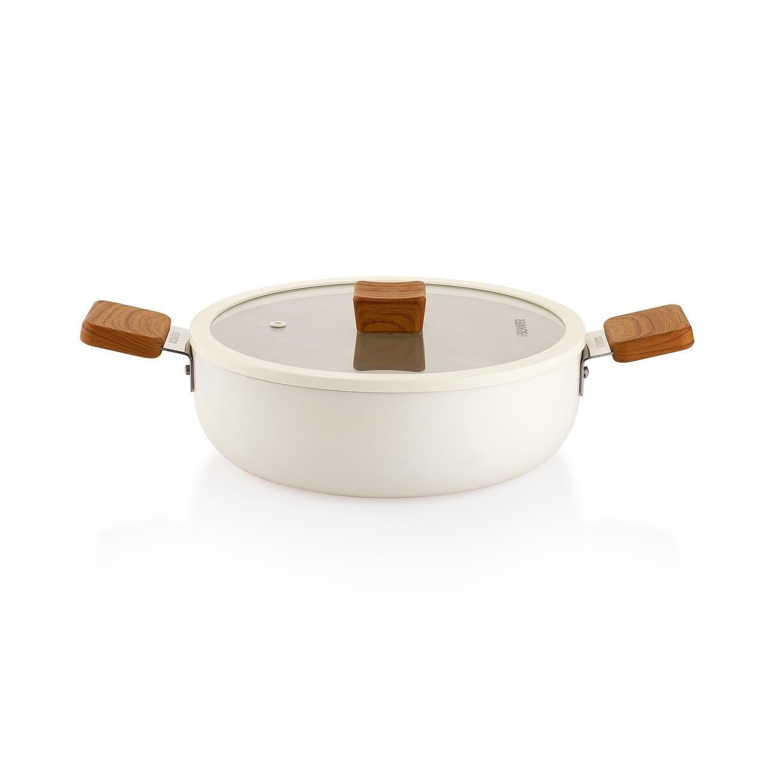 Schafer Ceramoni Seramik Basık Tencere 26 Cm – Krem