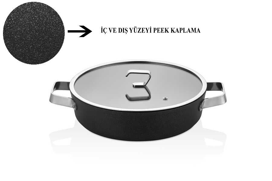 OMS Ekstra Güçlü Biogranit Karnıyarık Tencere 26 cm | 3,4 Litre | İndüksiyon Tabanlı | 10 Yıl Garantili