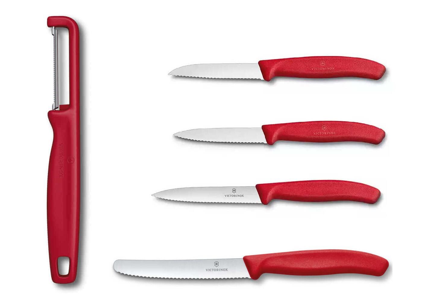 Victorinox Kırmızı Tırtıklı Bıçak ve Domates Soyacağı Seti 5 Li