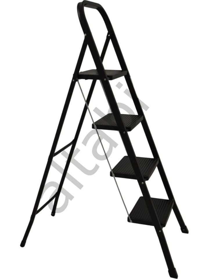 4 Basamaklı Metal Merdiven Hardy Siyah