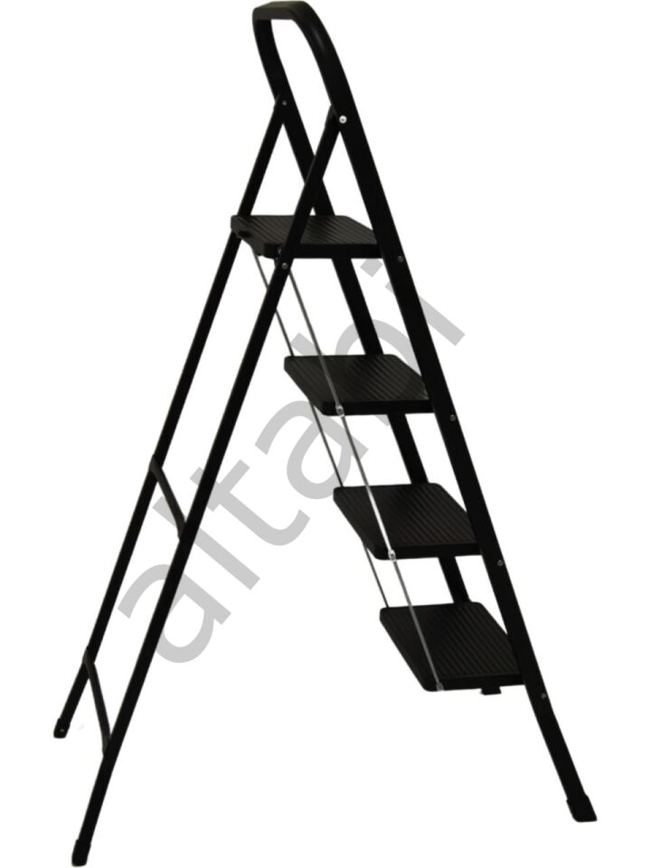 4 Basamaklı Metal Merdiven Hardy Siyah