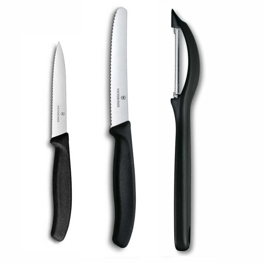 Victorinox 3 lü Set 11 CM ve 8 CM Tırtıklı Sebze Meyve Bıçağı - Domates Sebze Soyacağı