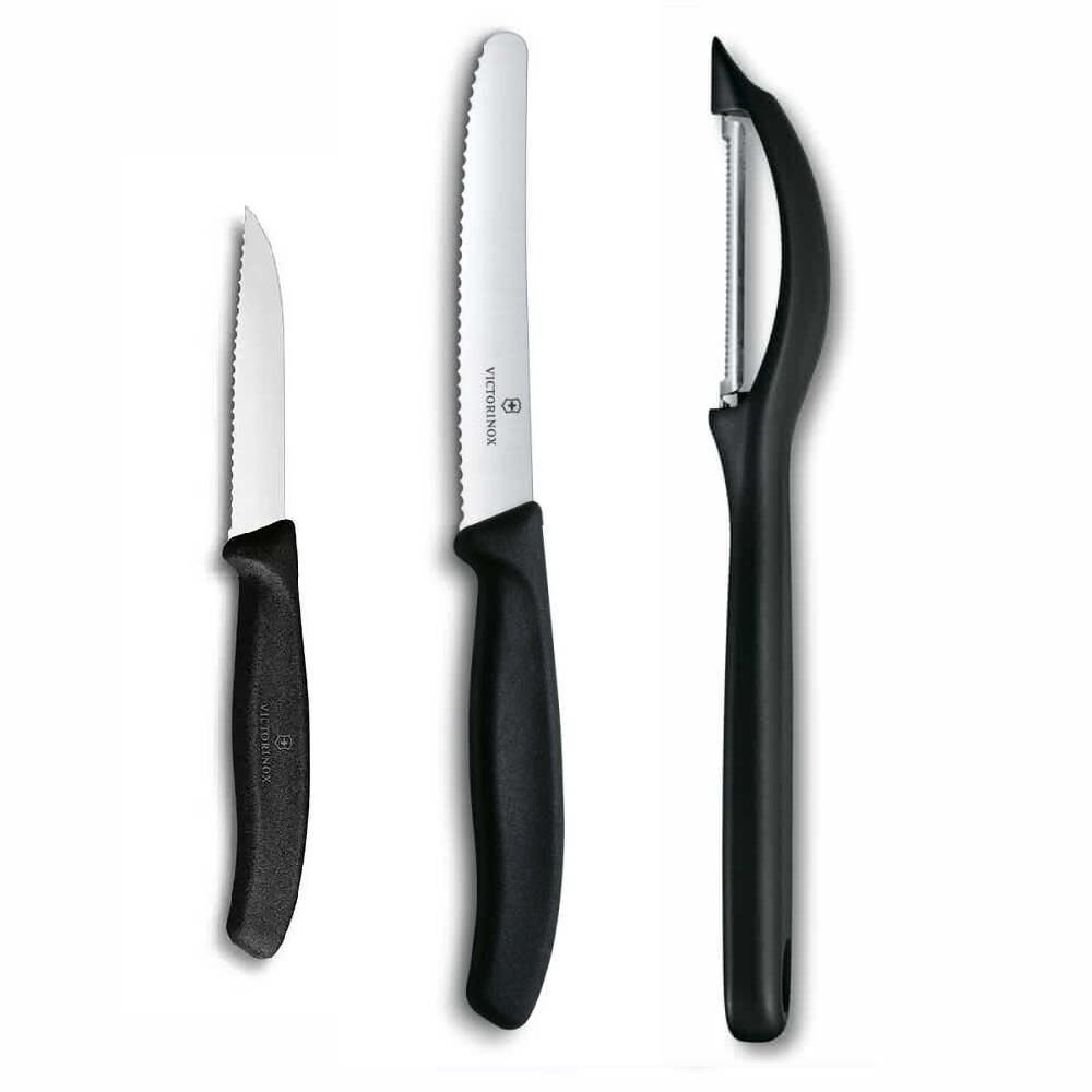 Victorinox 3 lü Set 11 CM ve 8 CM Tırtıklı Sebze Meyve Bıçağı - Domates Sebze Soyacağı