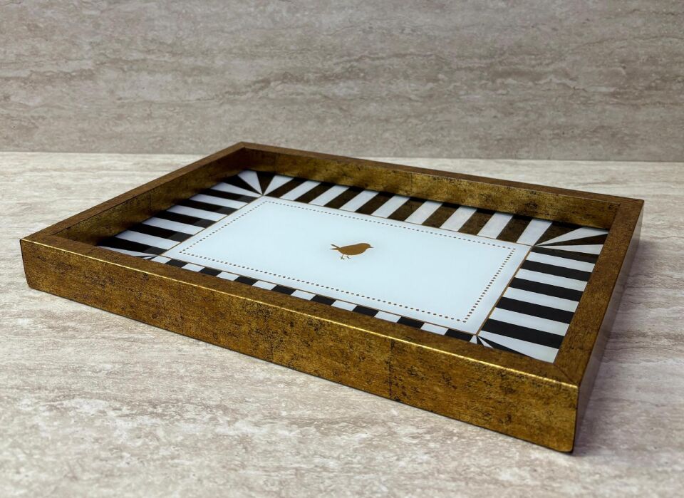 Dekoratif Dijital Cam Baskılı Sunum Tepsisi – 32 x 22 cm