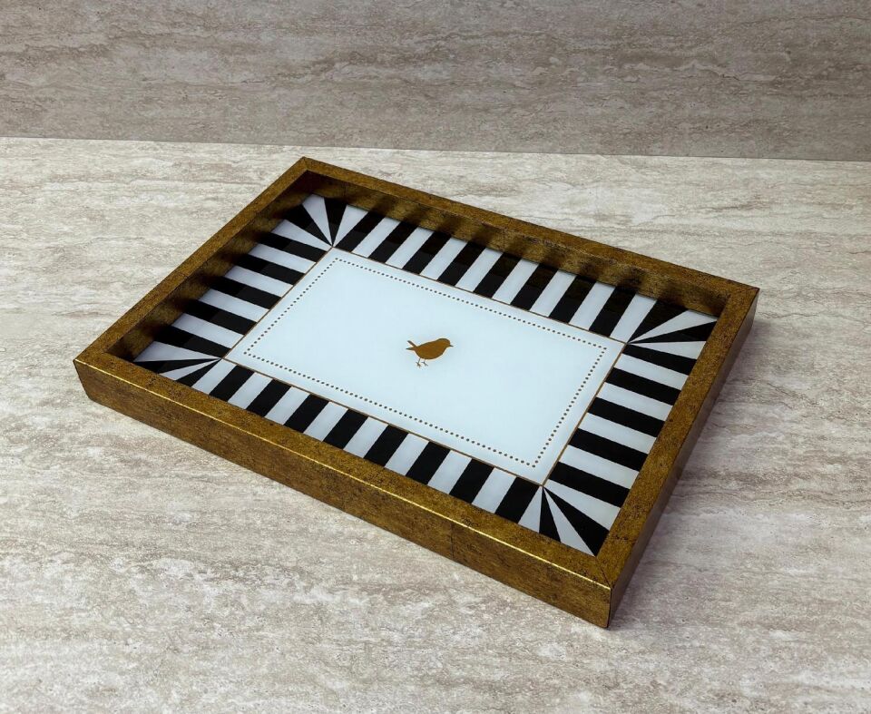 Dekoratif Dijital Cam Baskılı Sunum Tepsisi – 32 x 22 cm