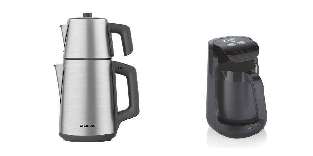 Grundig İnox Çay Makinesi ve Schafer Türk Kahve Makinesi