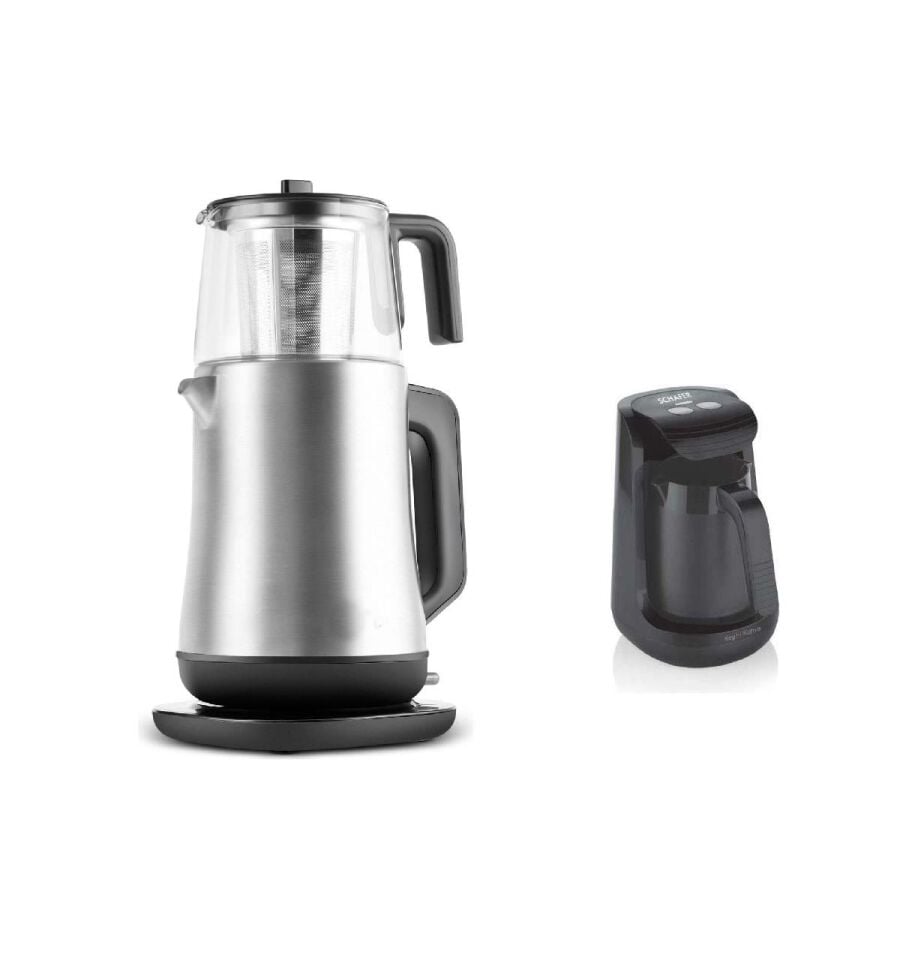 Çay Makinesi Çelik Gövde Hom end Cam Demlik ve Schafer Türk Kahve Makinesi