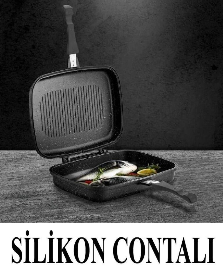 Döküm Granit Çift Taraflı Grill Tava | Silikon Contalı | 36 x 26 cm