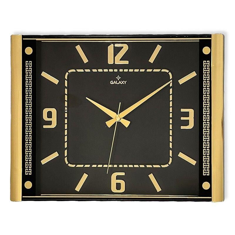 Dekoratif Duvar Saati Siyah/Gold Renk Çerçeve