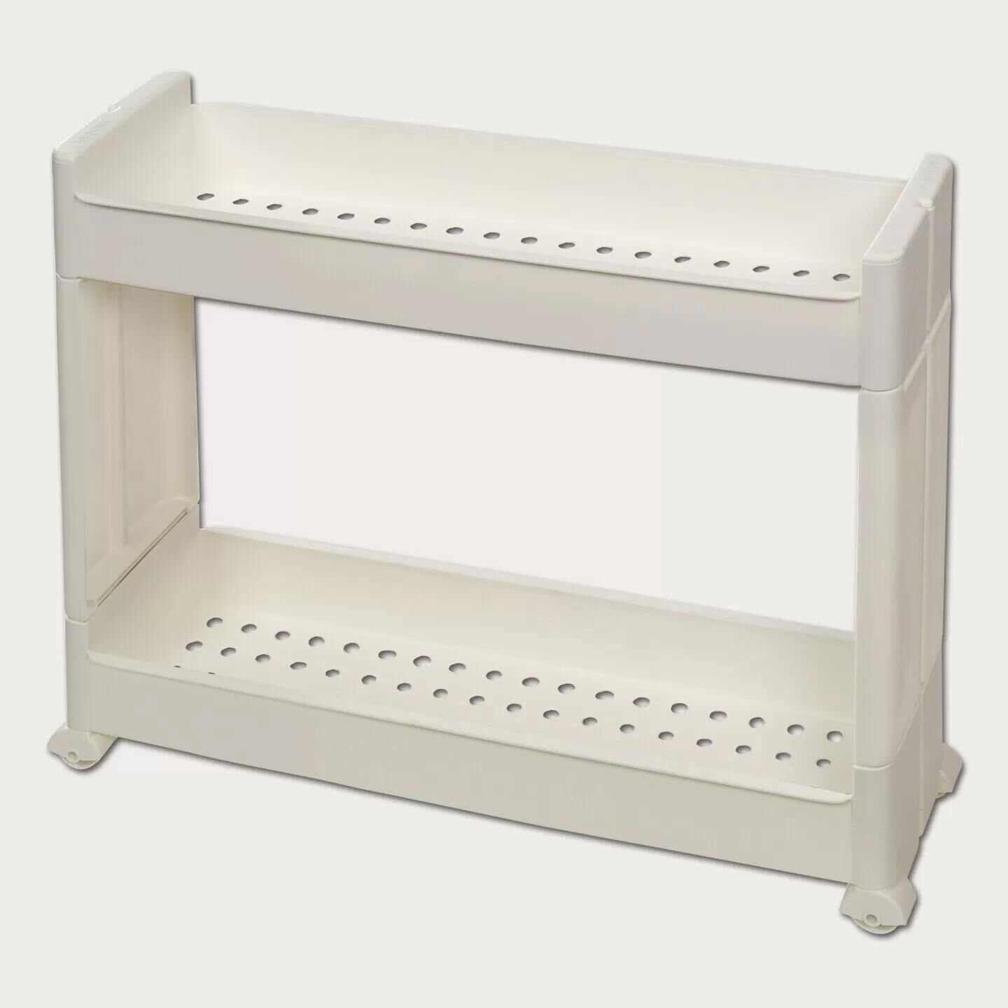 Slim Organizer 2 Katlı Plastik Banyo / Mutfak Düzenleyici Raf – Beyaz (49,5 × 14 × 45 cm)