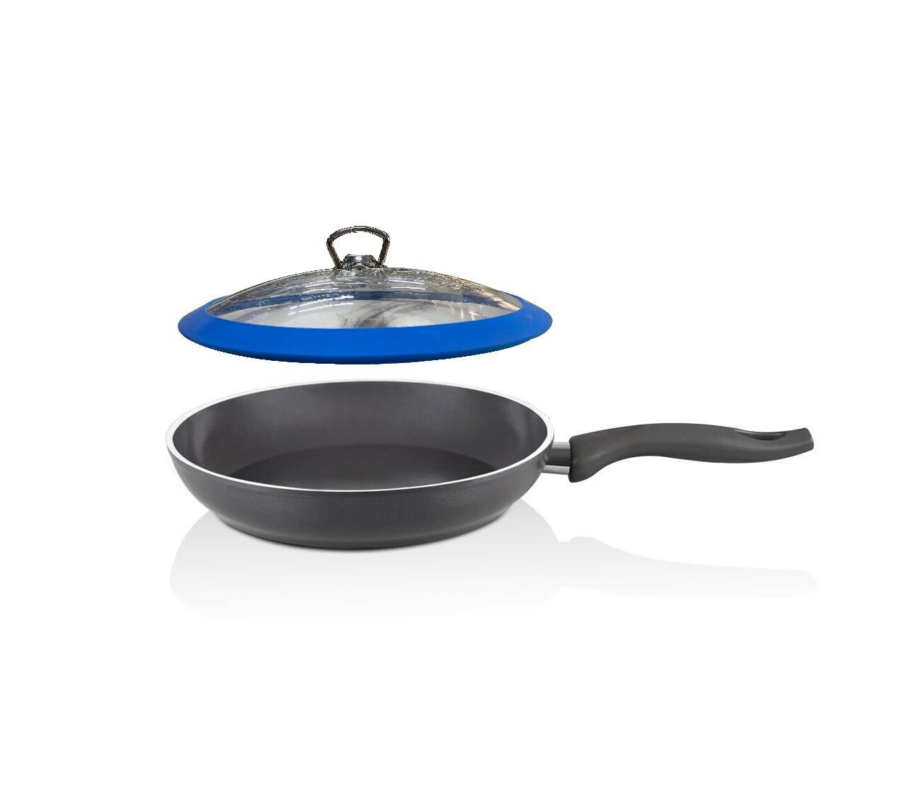 Falez Seramik Tava 26 CM Füme Renk Mavi Silikon Kapaklı